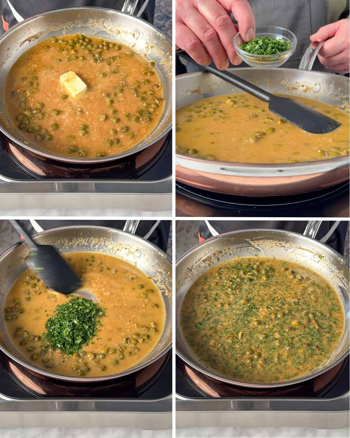 Finish off the lemony chicken piccata sauce.