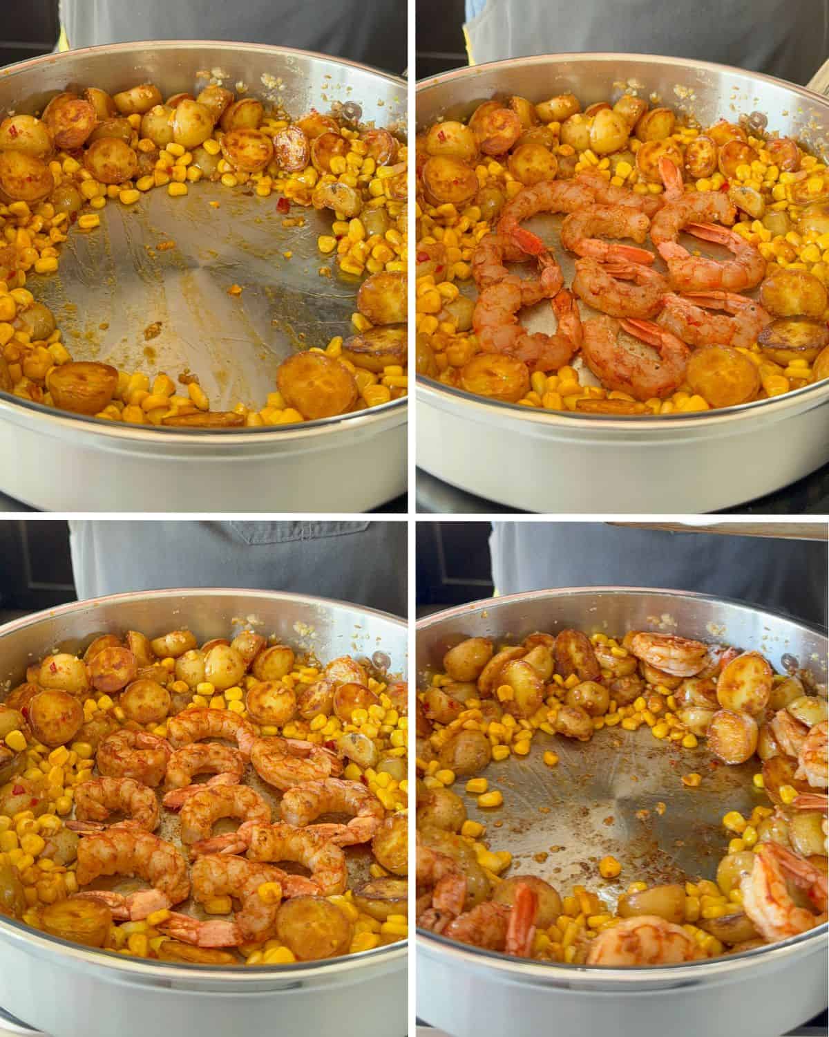 Cook the Calabrian shrimp in batches in the middle of the pan.