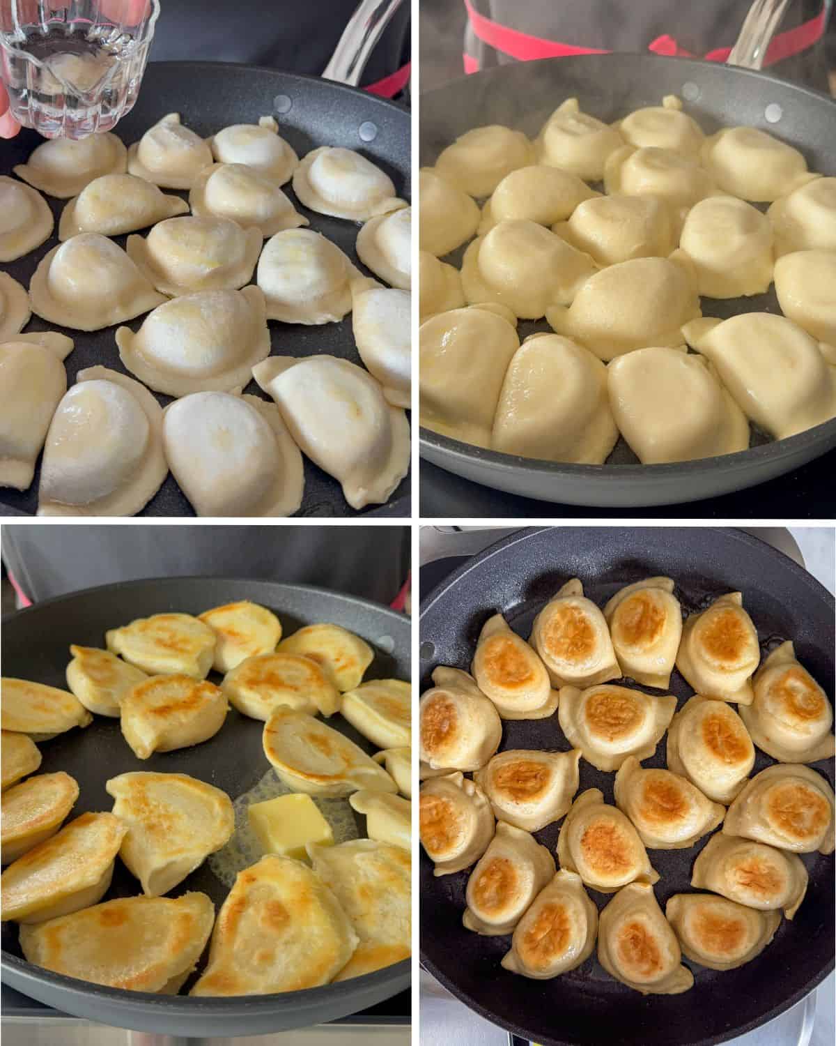 Steam-crisp the pierogi.
