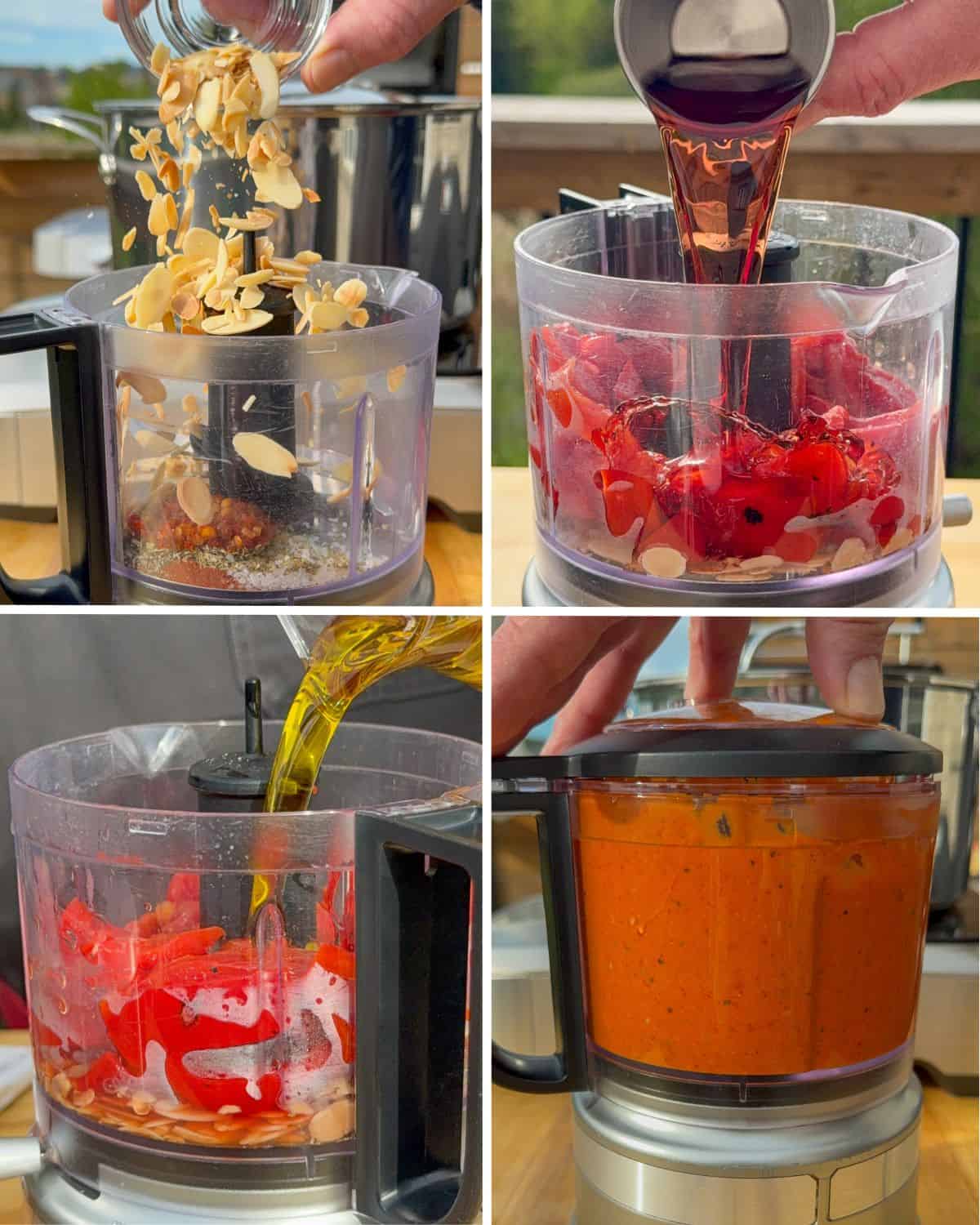 Make the dressing for the romesco pasta salad.
