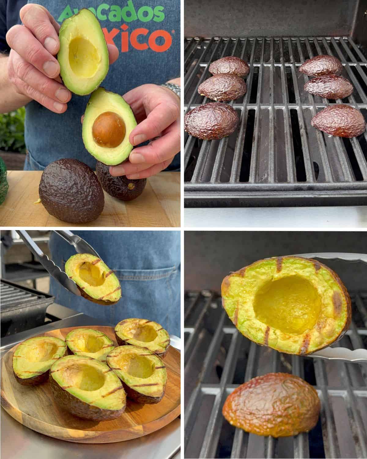 Grill the avocados, cut side down on the grill.