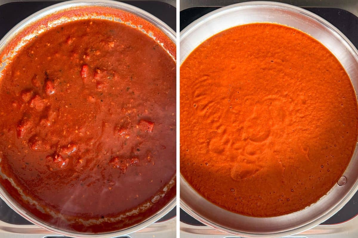 Blend the Fire-Roasted Enchilada Sauce until smooth.