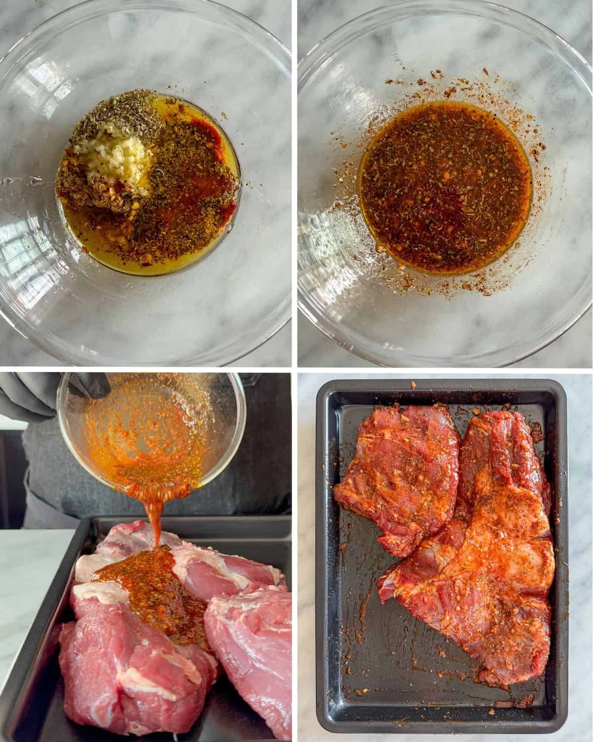 Combine the marinade and pour it all over the boneless lamb shoulder.