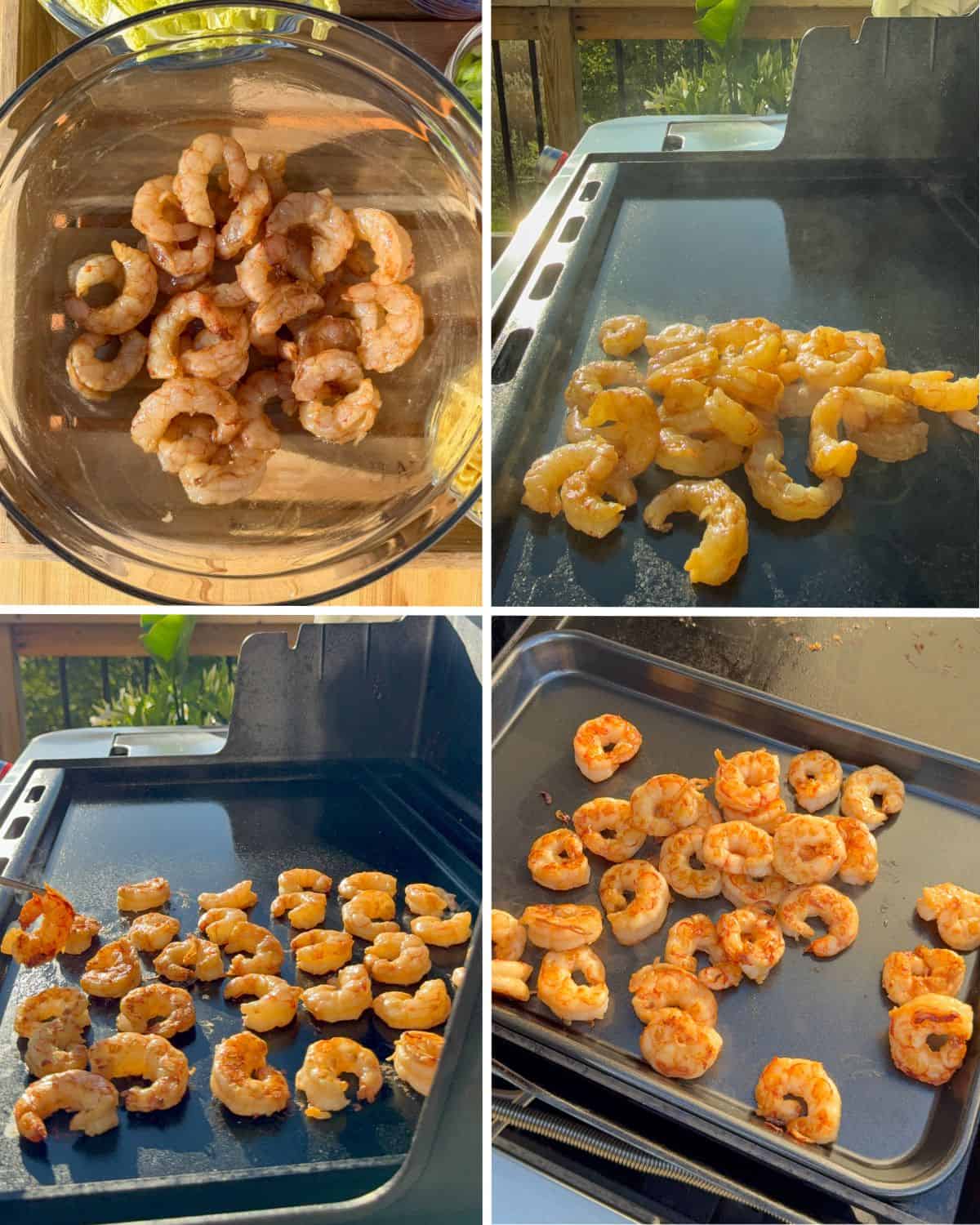 Sear the wild Argentinian shrimp on the griddle.