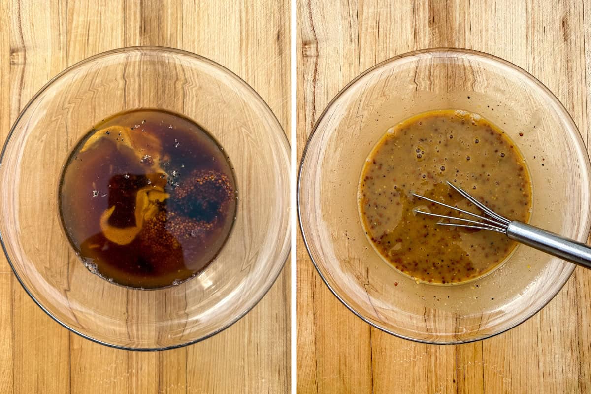 Whisk the maple mustard finishing sauce in a small bowl.