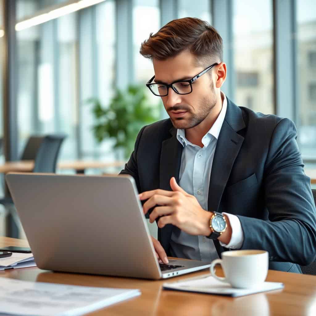 Business professional using ChatGPT AI chatbot