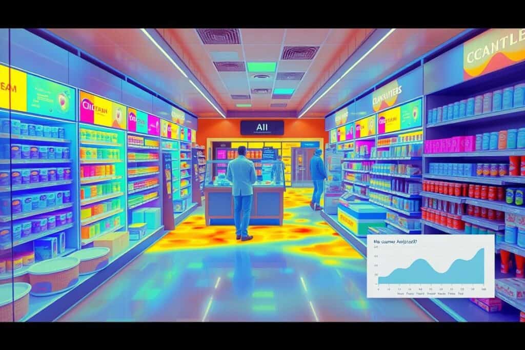 Heat map showing customer movement patterns in a Nigerian retail store analyzed by AI