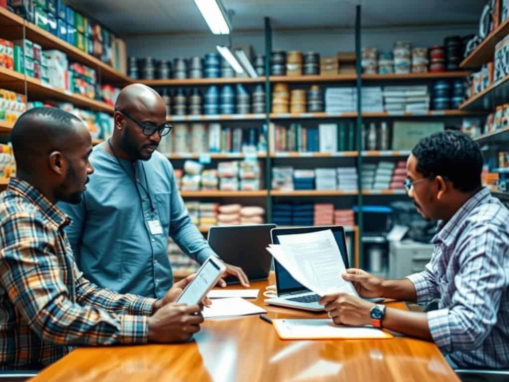Nigerian retail business owner meeting with AI technology partners