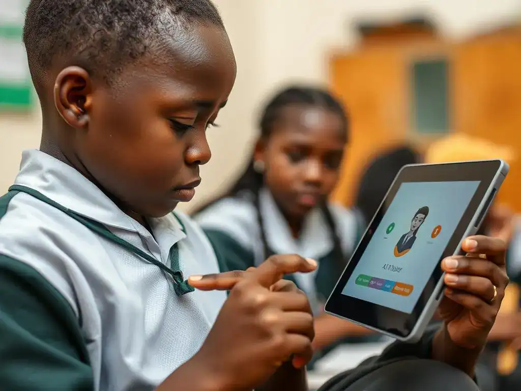 Nigerian student interacting with AI tutor on an EdTech learning platform