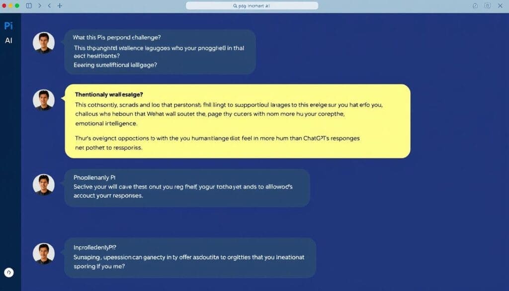 Pi AI interface showing an empathetic conversation with natural pauses and supportive responses