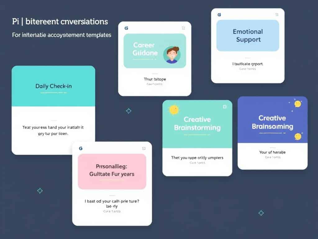 Pi's interactive templates for different conversation types and emotional support scenarios
