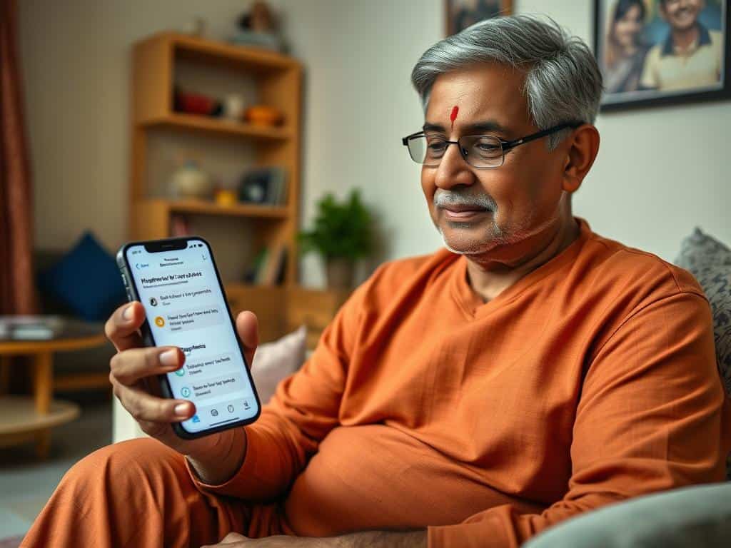 Indian patient using AI-powered healthcare chatbot on mobile phone