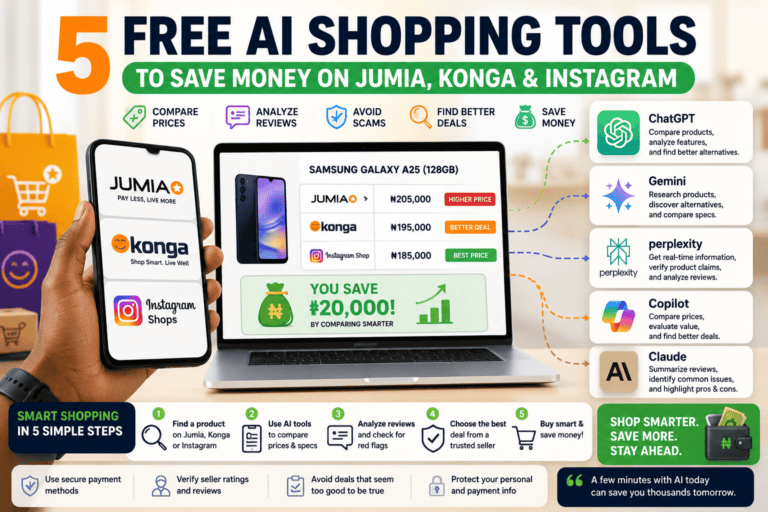 5 Free AI Shopping Tools That Help Nigerians Save Money on Jumia, Konga, and Instagram