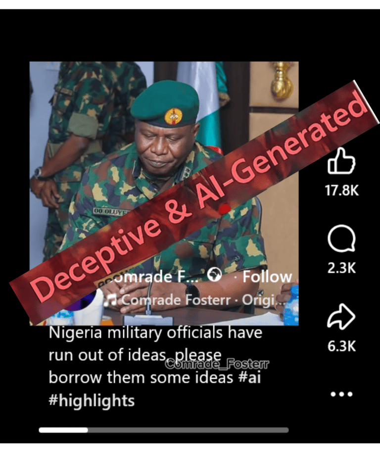 Video Claiming Nigeria Military Has Run Out of Ideas is Deceptive and AI-Generated