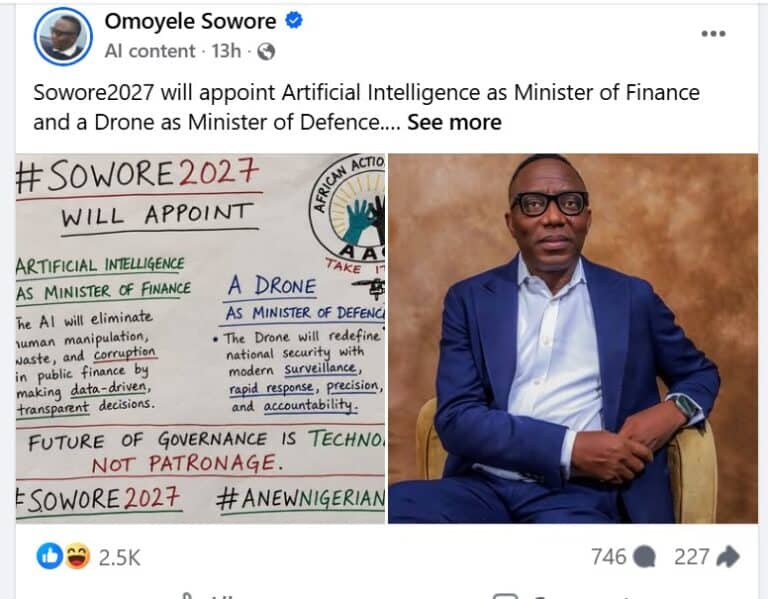 Sowore Promises AI- and Blockchain-Powered Government in 2027 Manifesto