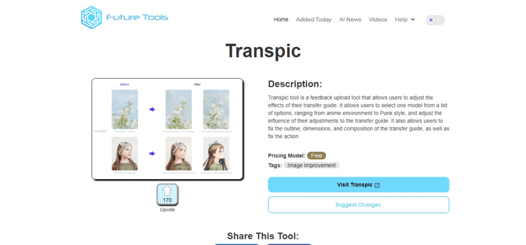 Transpic (Best AI Cartoonizer Tools )