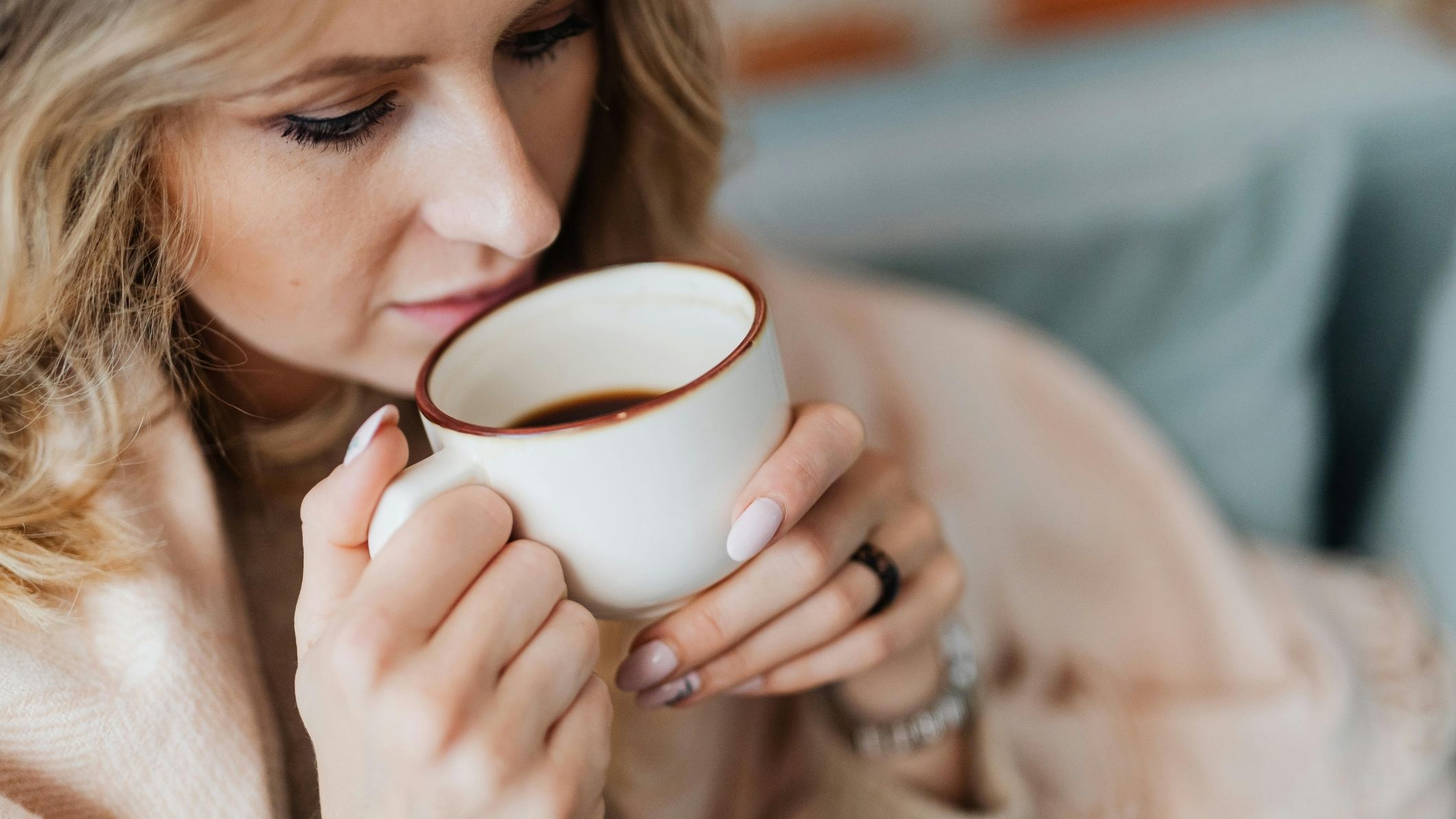 drinking coffee