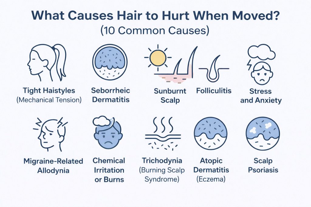 What causes scalp pain when moving infograpic