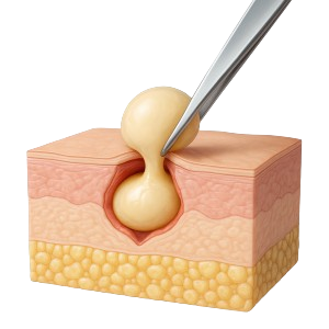 Cyst removal illustration