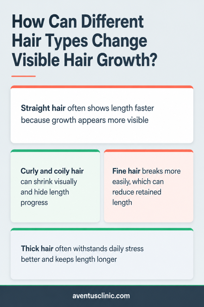 How can different hair types change visible hair growth infographic