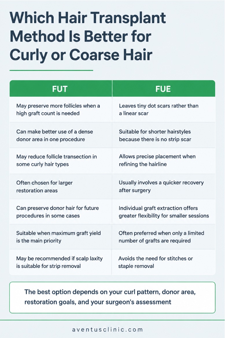 Which hair transplant method is better for curly or coarse hair