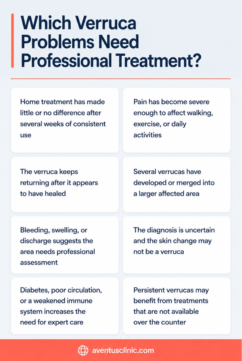 Which verruca problems need professional treatment