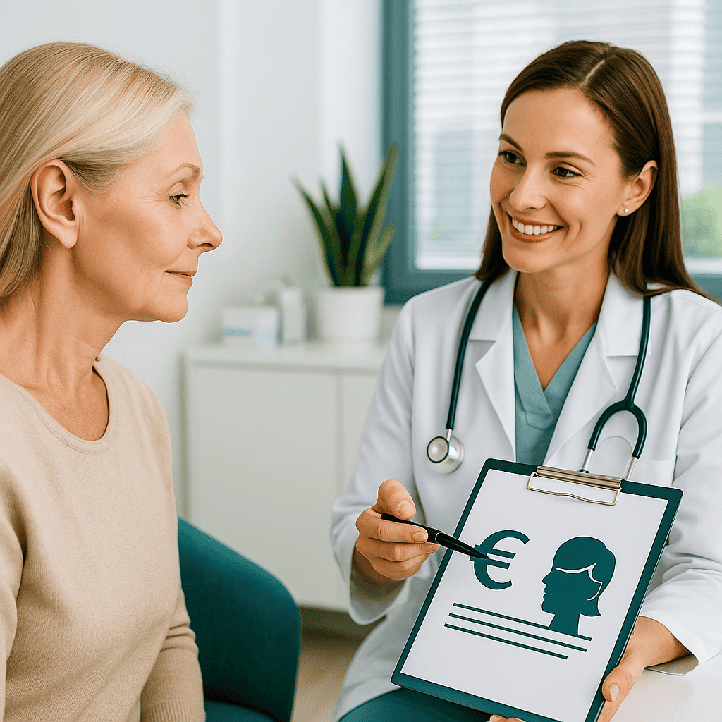 Patiente adulte en consultation pour un lifting du visage dans une clinique turque, illustrant une solution esthétique abordable