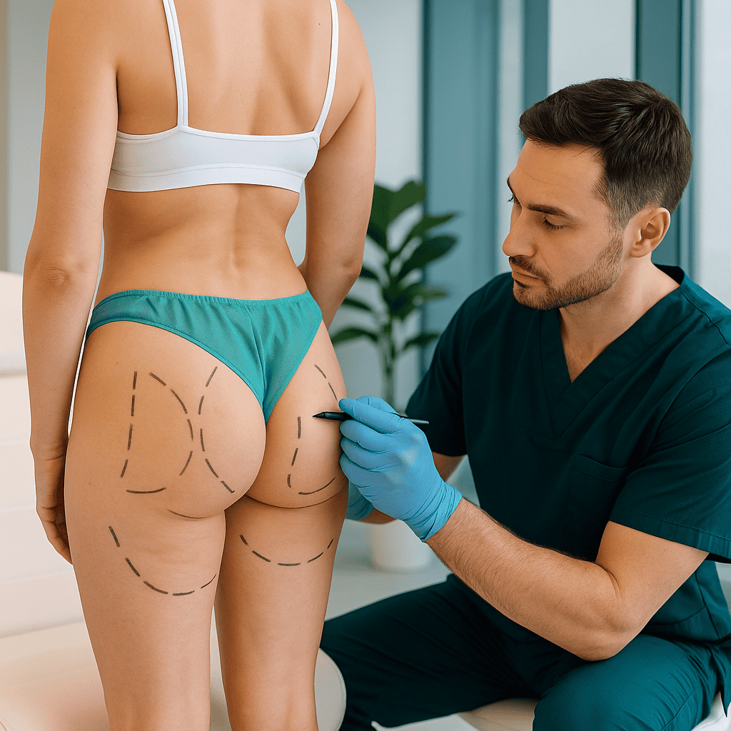 Simulation d’une intervention esthétique de lifting des fesses dans une clinique moderne en Turquie