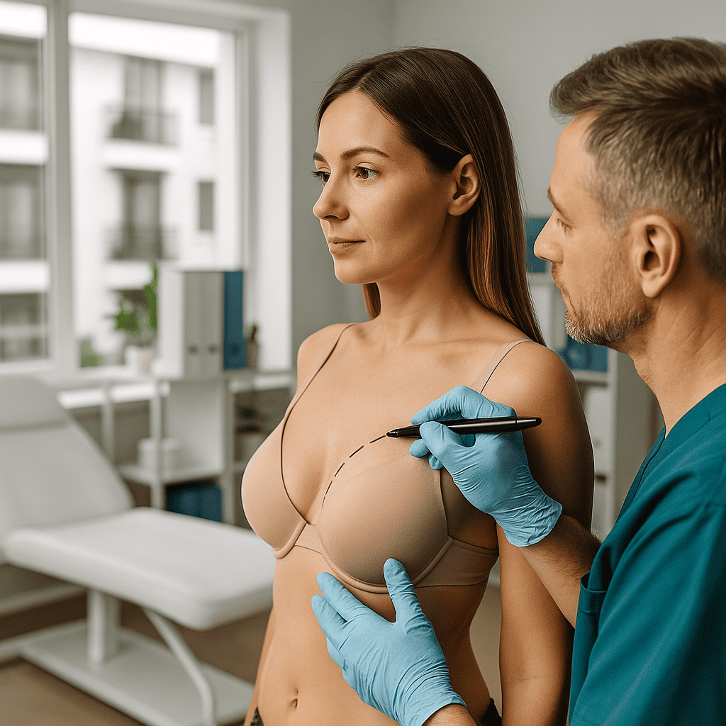 Consultation médicale pour lifting mammaire en Turquie avec tracé préopératoire