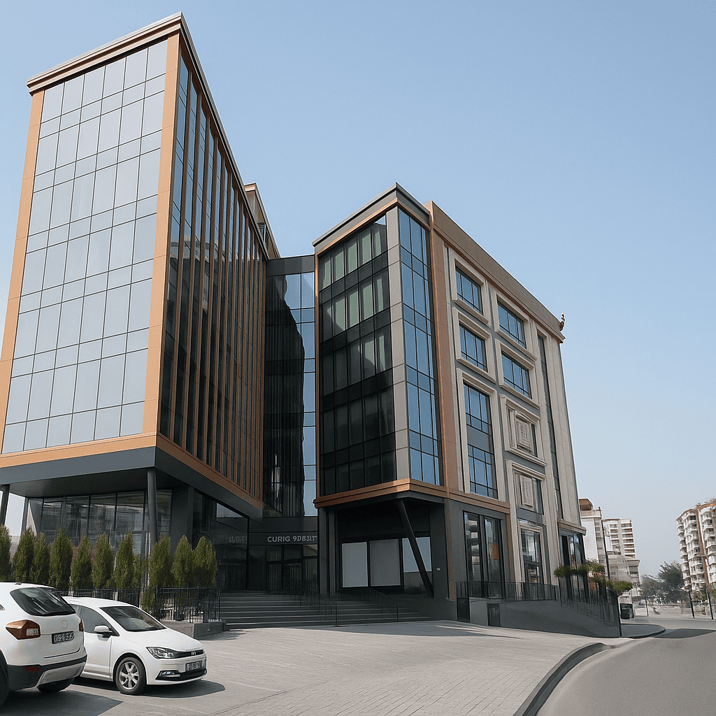 Clinique esthétique moderne en Turquie avec architecture contemporaine et entrée accueillante