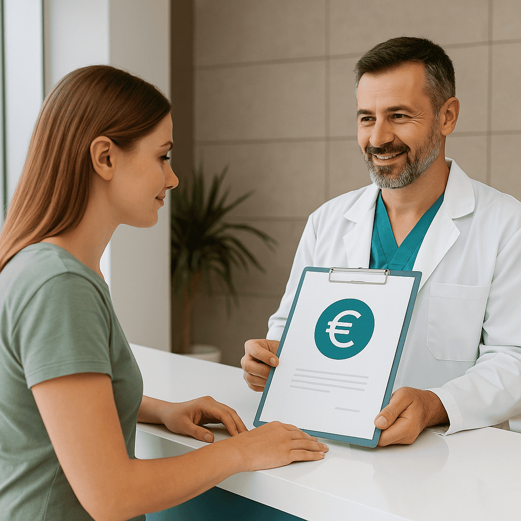 Prezzo otoplastica in Turchia: chirurgo mostra un preventivo economico per la chirurgia delle orecchie durante una consulenza