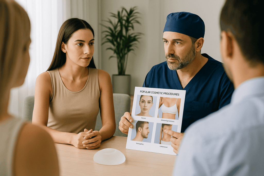 Présentation des opérations esthétiques les plus demandées en Turquie incluant rhinoplastie, augmentation mammaire et abdominoplastie.