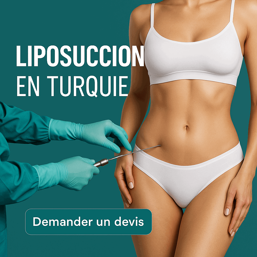 Liposuccion en Turquie – Remodelage du ventre avec devis gratuit Femme en sous-vêtements subissant une liposuccion du ventre en Turquie avec chirurgien en blouse verte