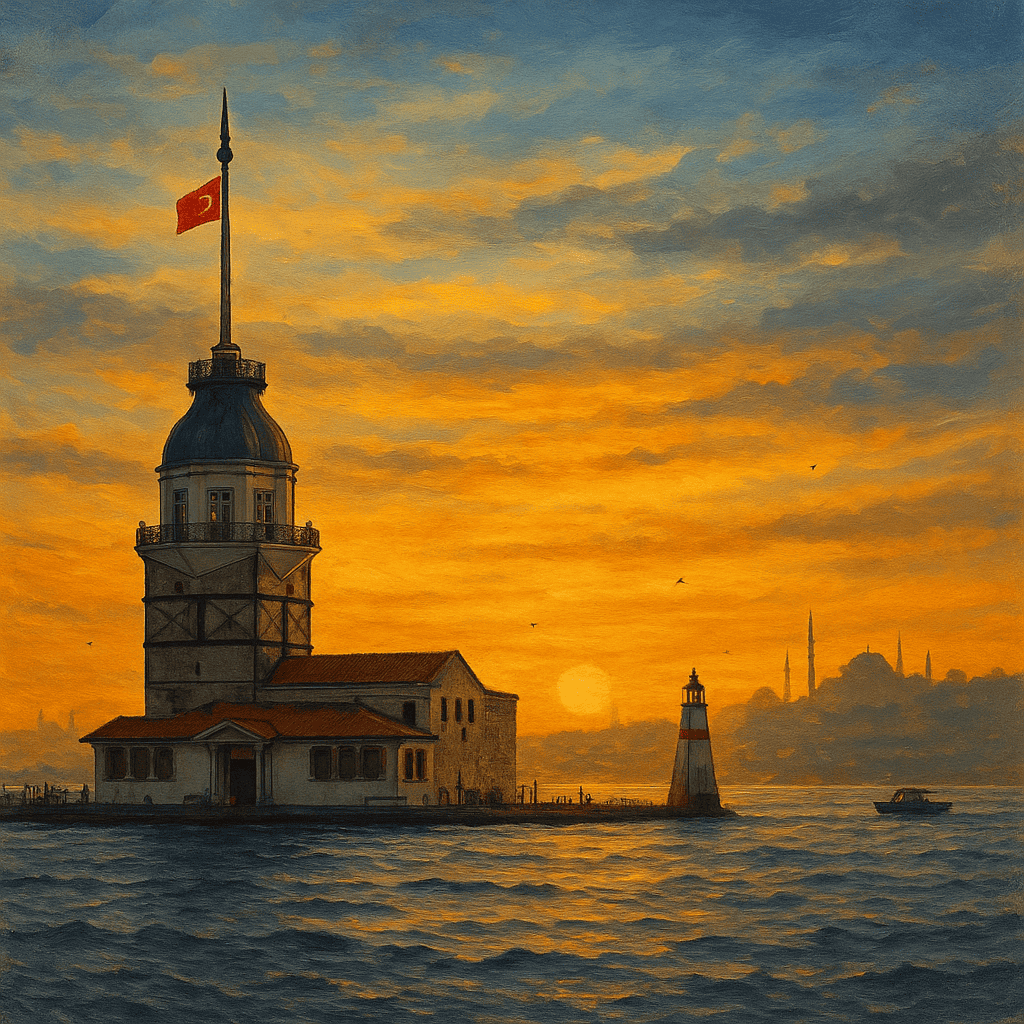 Torre della Fanciulla a Istanbul al tramonto per turismo medico in Turchia