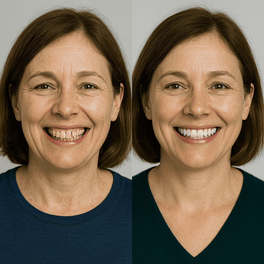 Trasformazione del sorriso maschile con corone dentali in Turchia prima e dopo