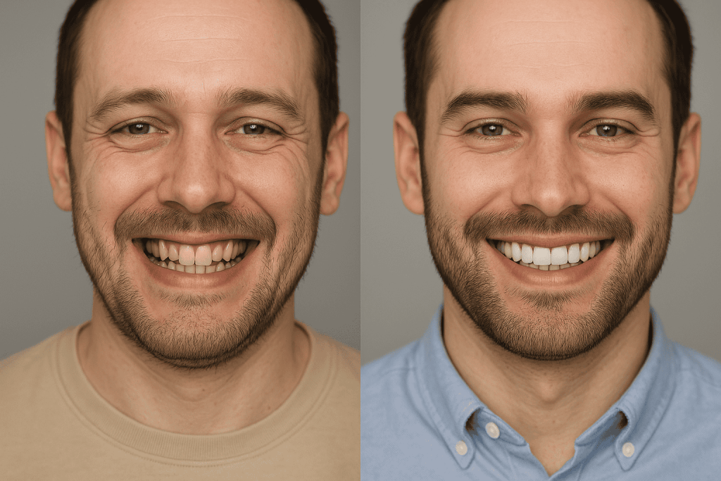 Trasformazione del sorriso con corone dentali in Turchia: foto prima e dopo di un paziente soddisfatto