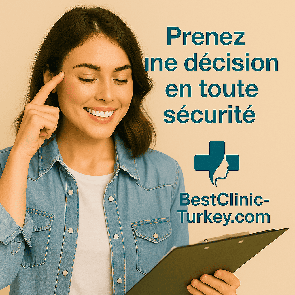Femme souriante prenant une décision éclairée pour son traitement en Turquie.