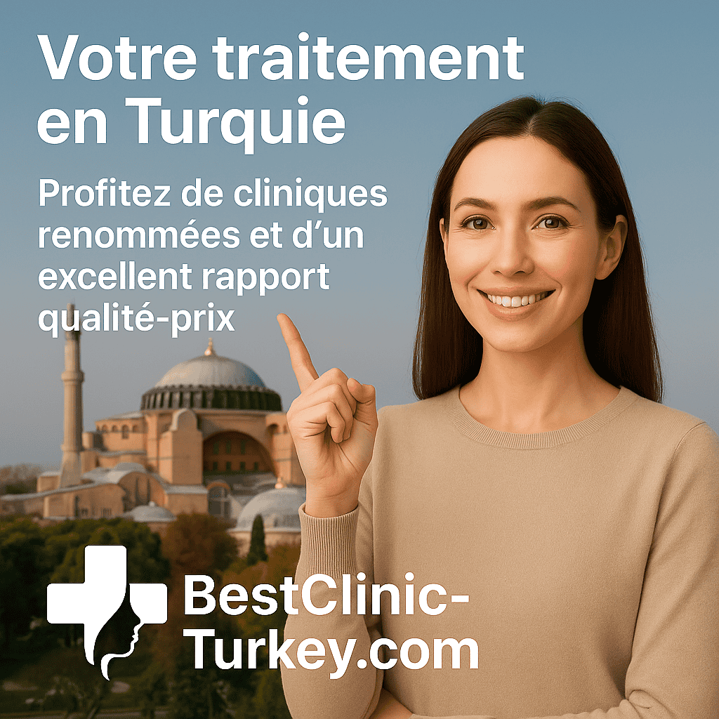 Femme souriante en Turquie présentant les avantages des interventions esthétiques fiables.