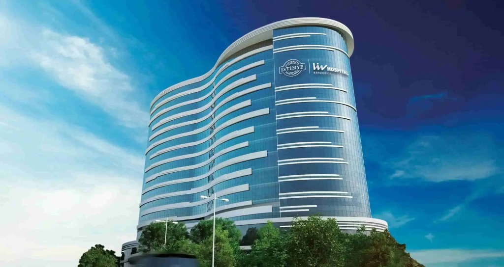 Bâtiment principal du Liv Hospital Turquie, hôpital haut de gamme spécialisé en greffe capillaire, soins dentaires et esthétique