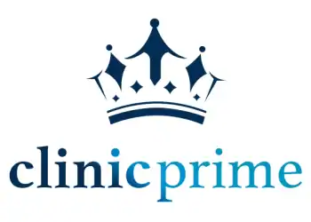 Logo Clinic Prime Istanbul con corona blu e scritta per servizi di odontoiatria e chirurgia del capello in Turchia