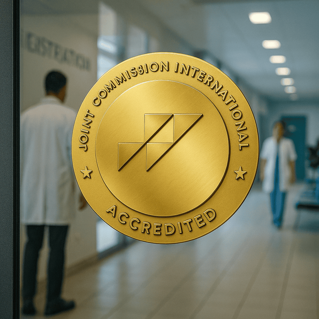 Plaque d’accréditation JCI dans une clinique turque spécialisée en lifting des fesses