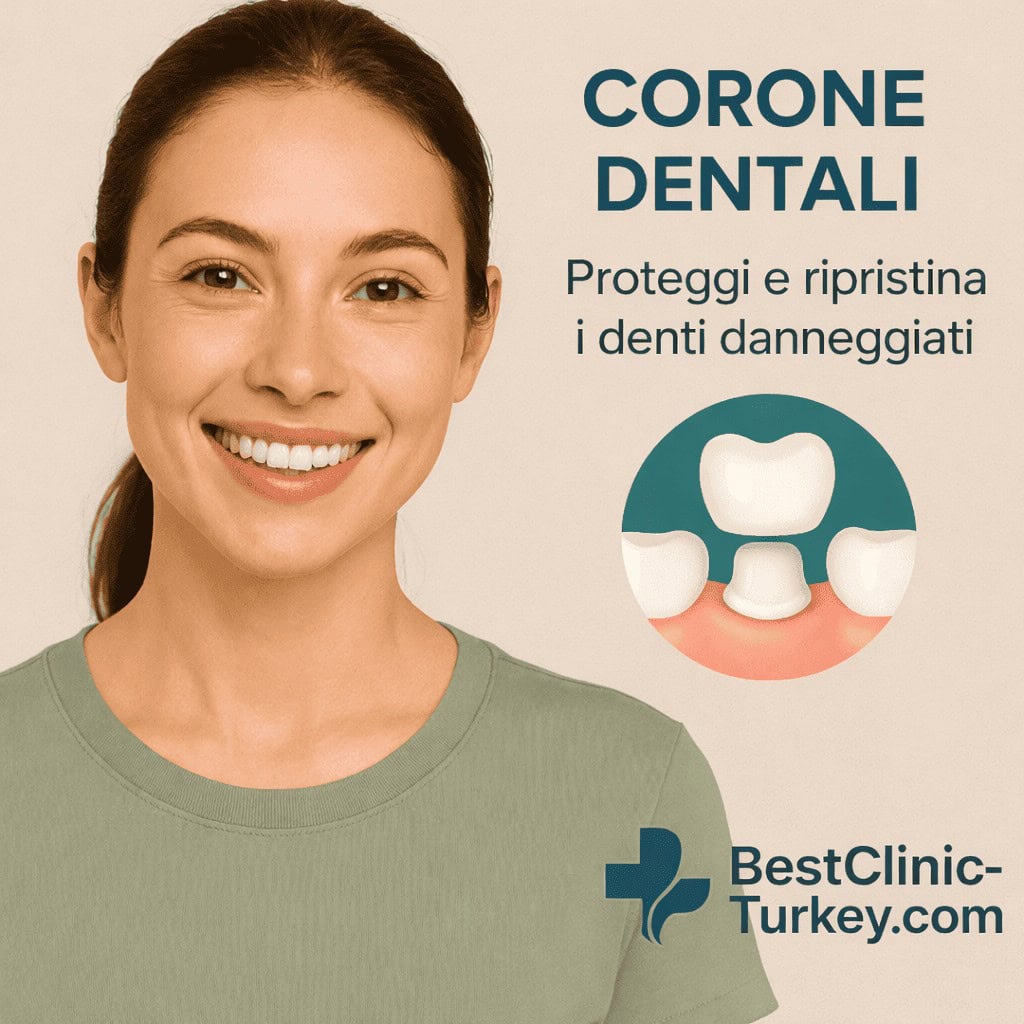 Donna sorridente per preventivo gratuito corone dentali in Turchia