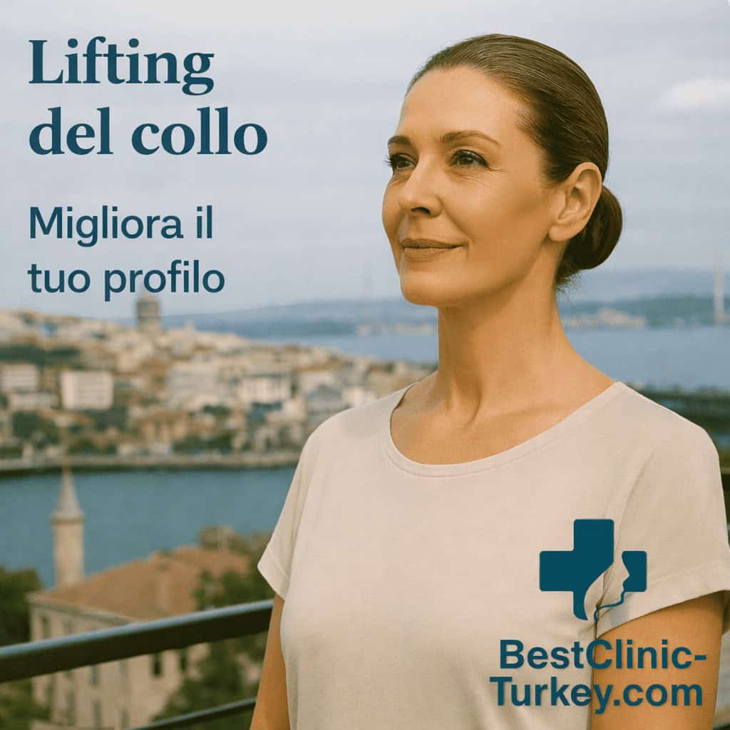 Paziente sorridente con profilo del viso definito dopo lifting del collo e FAQ chirurgia estetica