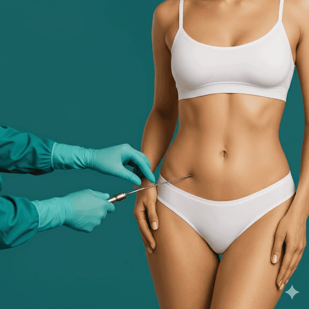 Dettaglio procedura di liposuzione fianchi in una clinica di chirurgia plastica certificata
