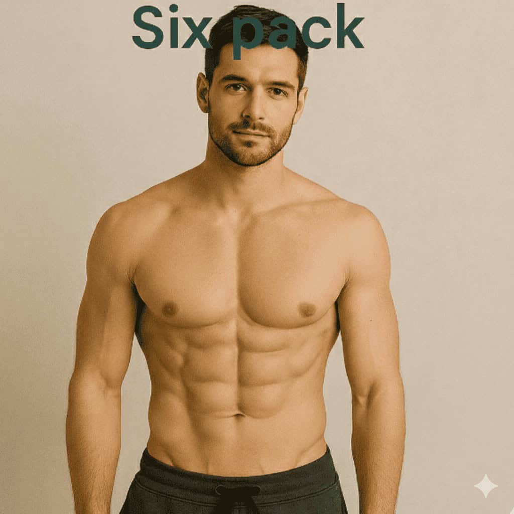 Uomo con addominali scolpiti e pettorali definiti grazie alla chirurgia six pack in Turchia