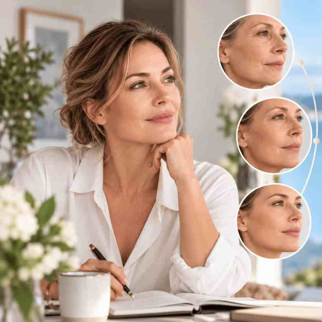 Femme illustrant pourquoi le bon âge pour un lifting du visage varie selon chaque personne