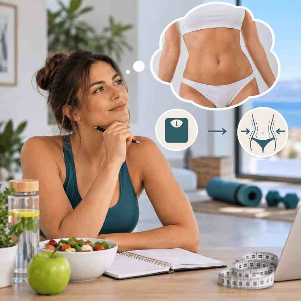 Femme se demandant s’il vaut mieux perdre du poids avant ou après une abdominoplastie