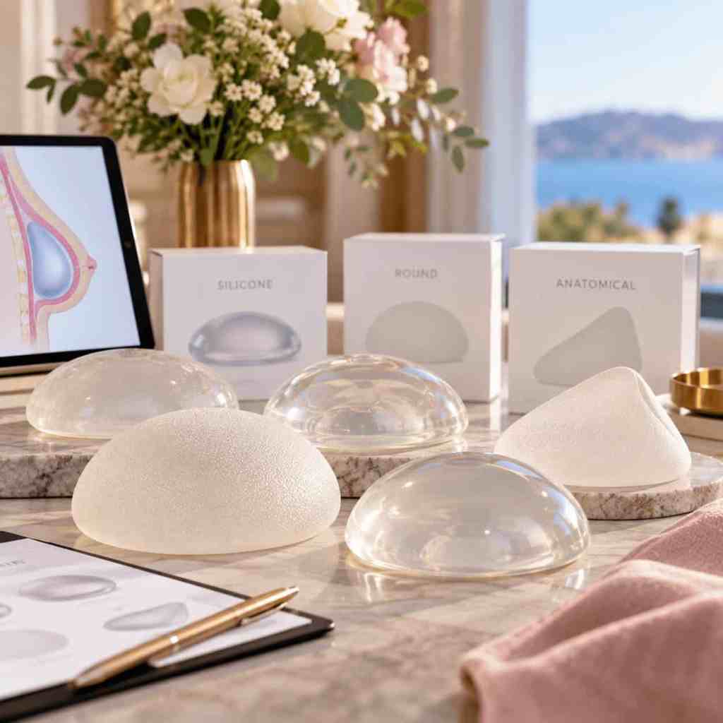 Diversi modelli di protesi mammarie in silicone, rotonde e anatomiche