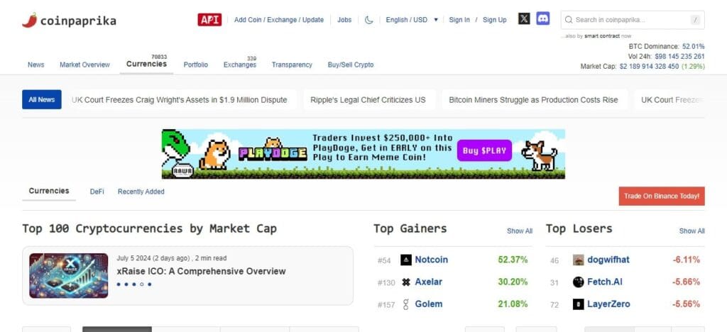 Coinpaprika Cryptocurrency Chart Providers 