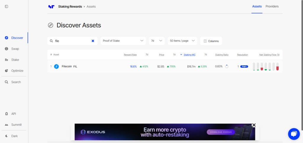 Step 1. Explore Staking Opportunities on StakingRewards.com